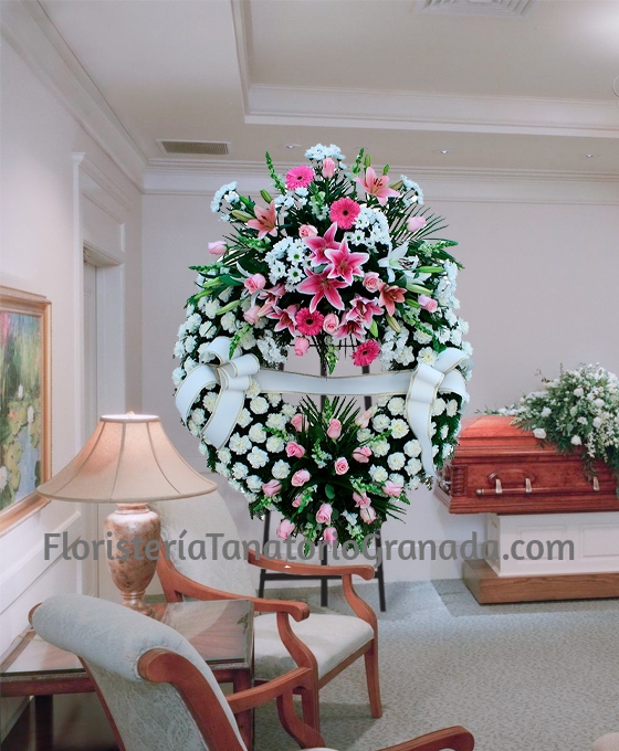 Corona funeraria con doble ccabezal para Granada